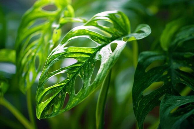 Gros plan sur monstera burle marx flame
