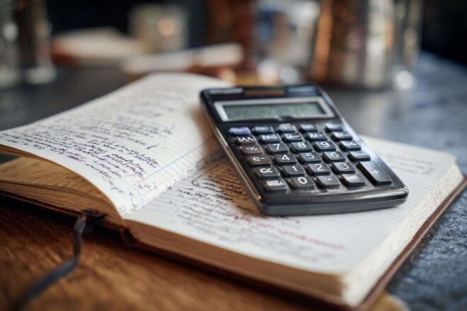 Calculatrice et notes sur les dépenses mensuelles