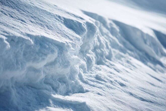 Gros plan sur les couches de neige