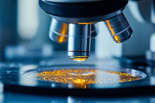 Gros plan sur un microscope observant des bactéries
