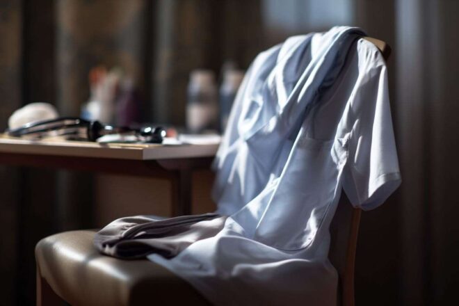 Tissu doux d une blouse d infirmière