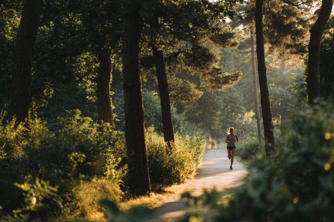 Coureur sur un chemin pittoresque