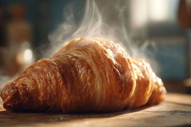 Croissant parfait sortant du four