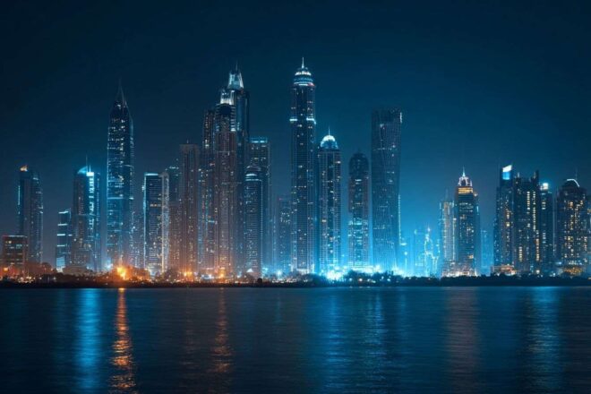 Éblouissant skyline de dubaï illuminé
