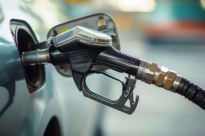 Gros plan d une buse de carburant dans un réservoir en palette minimaliste