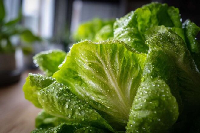 Gros plan d une feuille de laitue croquante