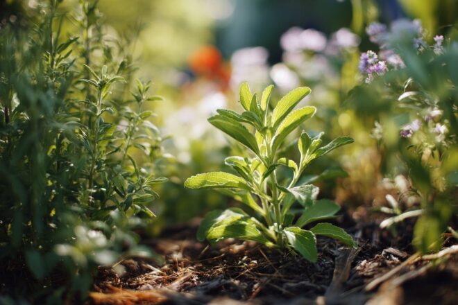 Plante de stévia dans un jardin