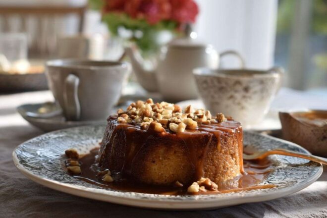 Trileçe élégant décoré de caramel et noix