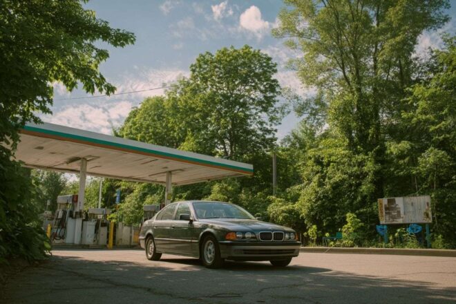 Voiture à la station service