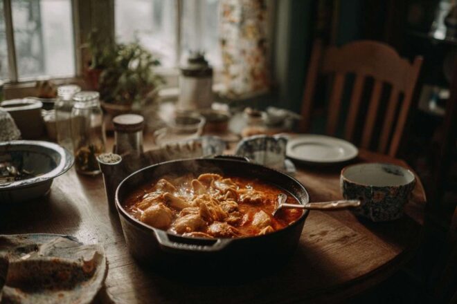 Vue aérienne d une scène de cuisine chaleureuse