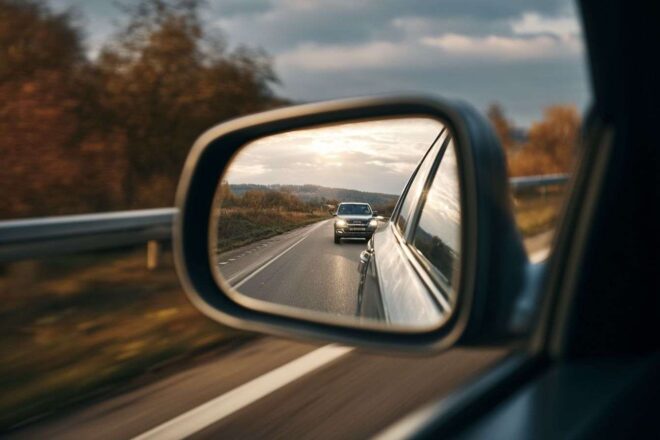 Vue en gros plan du rétroviseur d une voiture