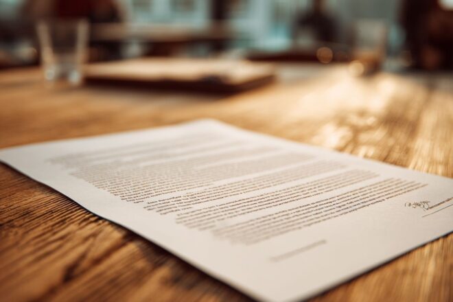 Document juridique en gros plan