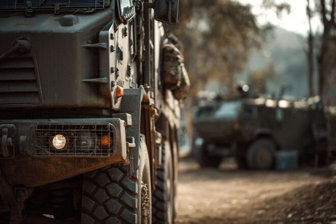Gros plan de l équipement militaire avancé