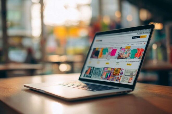 Gros plan d un ordinateur portable avec site d achat en ligne