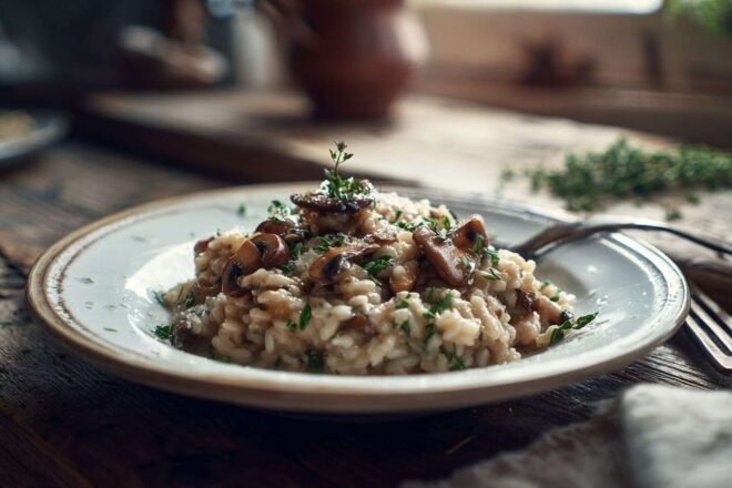 Risotto crémeux aux champignons et herbes fraîches