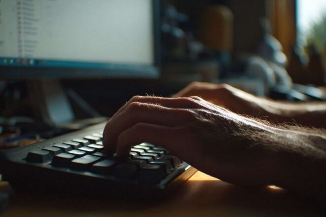 Saisie au clavier avec formulaire en ligne visible sur l écran