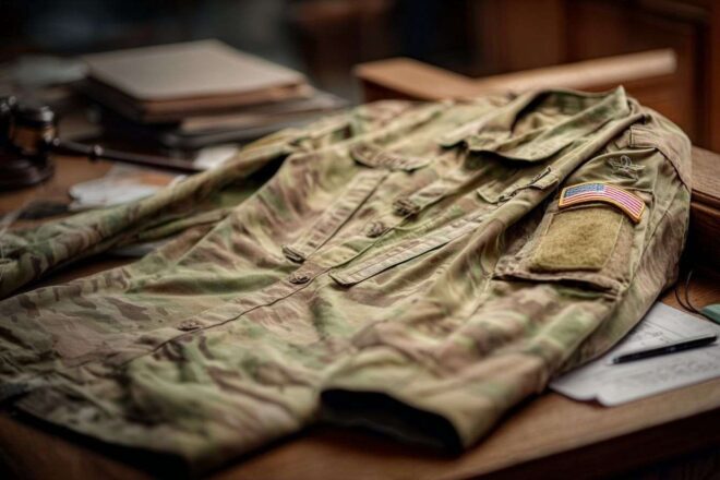 Uniforme militaire américain en salle d audience