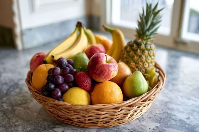 Assortiment coloré de fruits dans un panier