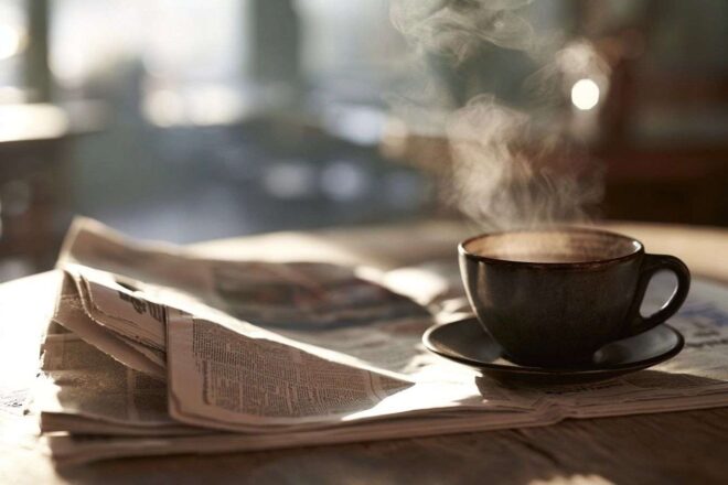 Café matinal avec journal