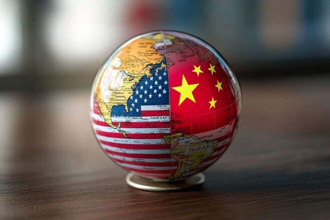 Globe avec États unis et chine en surbrillance