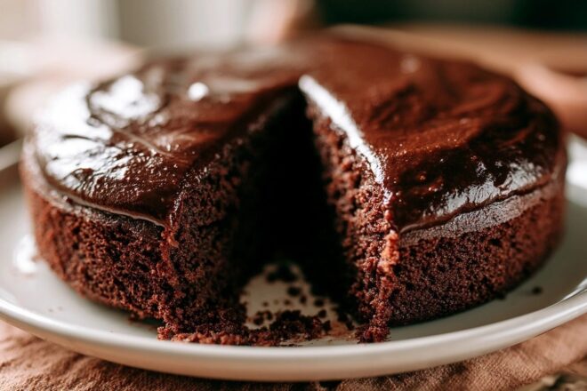 Gros plan d un gâteau au chocolat riche