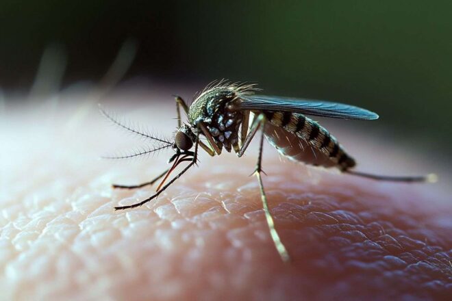 Gros plan d un moustique près de l oreille
