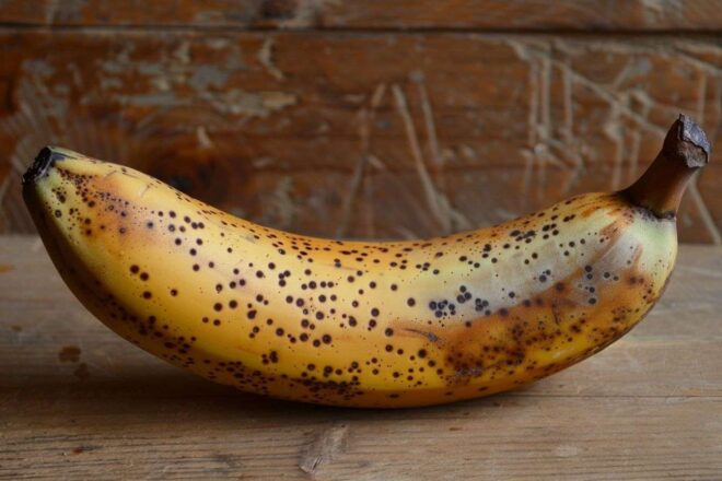 Gros plan d une banane mûre avec des taches brunes