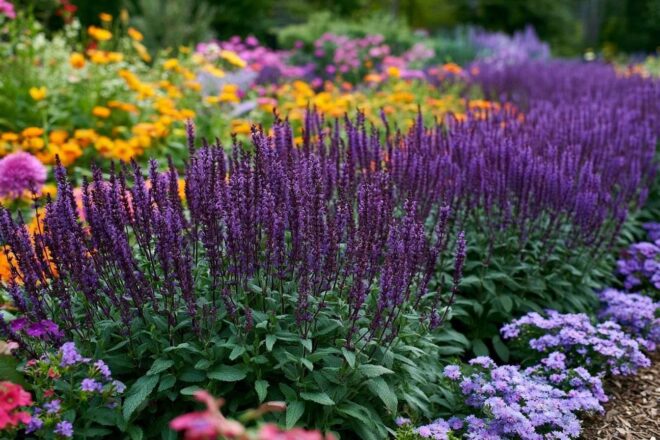 Plantes de sauge dans le jardin