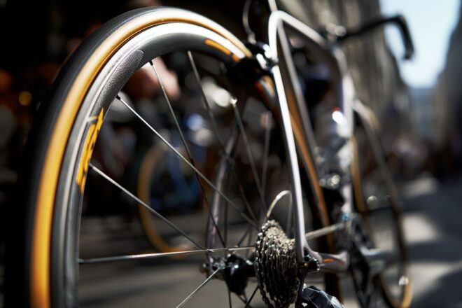 Roue de vélo avec pneus de course