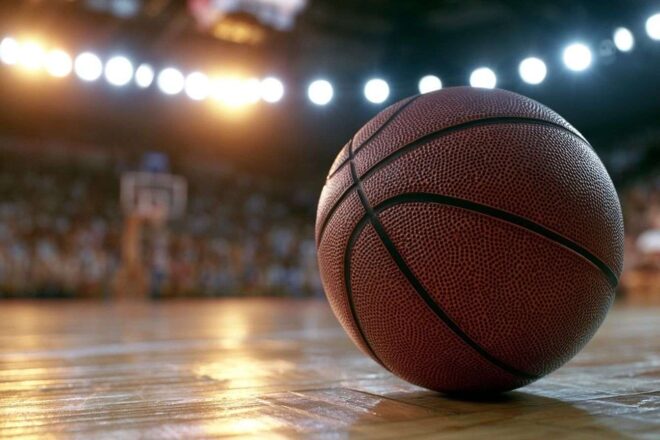 Terrain de basket éclairé