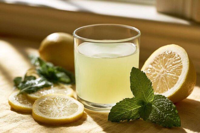Verre de jus de citron frais