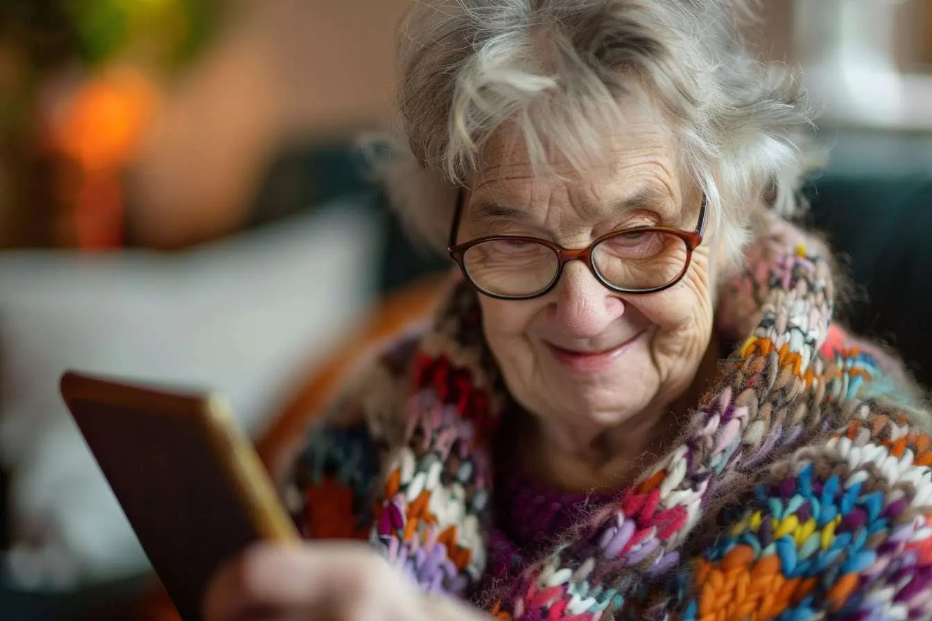 Senior femme smartphone