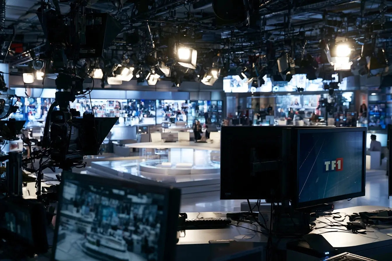 Plateau TV large avec logo TF1