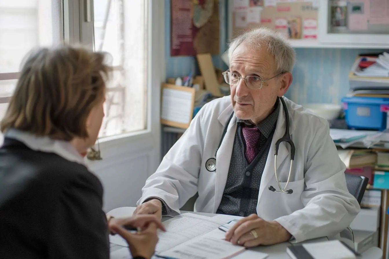 Médecin généraliste en consultation