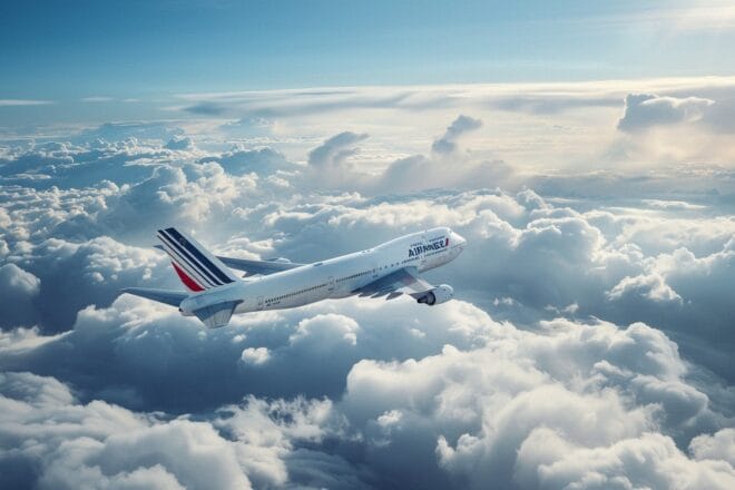 Illustration. Un avion Air France, au-dessus des nuages.