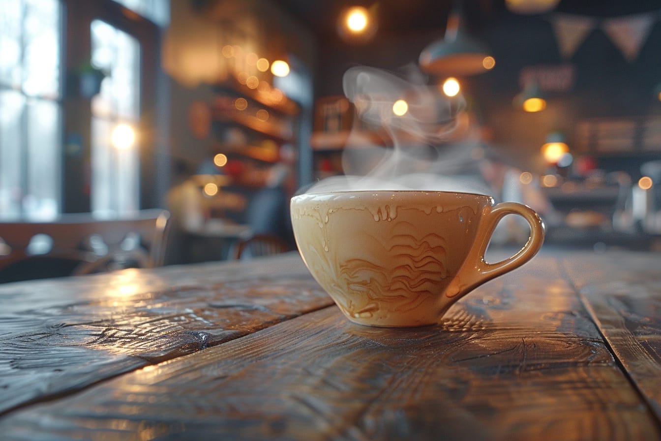 Illustration. Une tasse de café bien chaude.