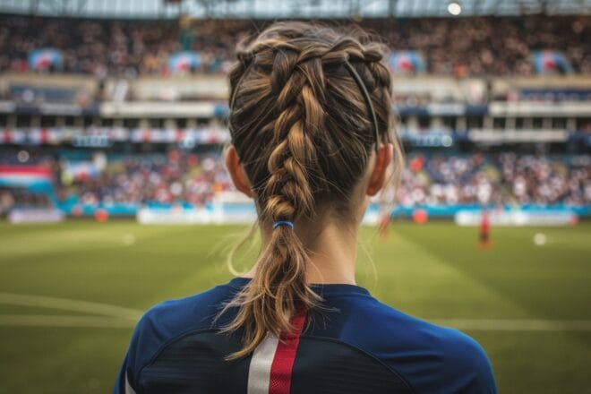 Illustration. Une joueuse de football.