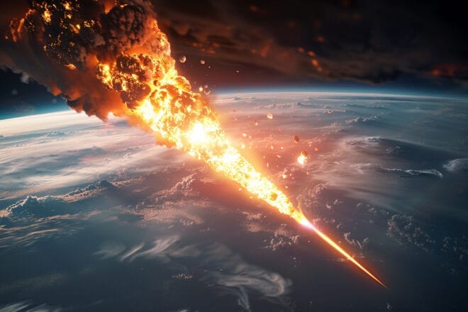 Illustration. La rentrée d'un satellite dans l'atmosphère.