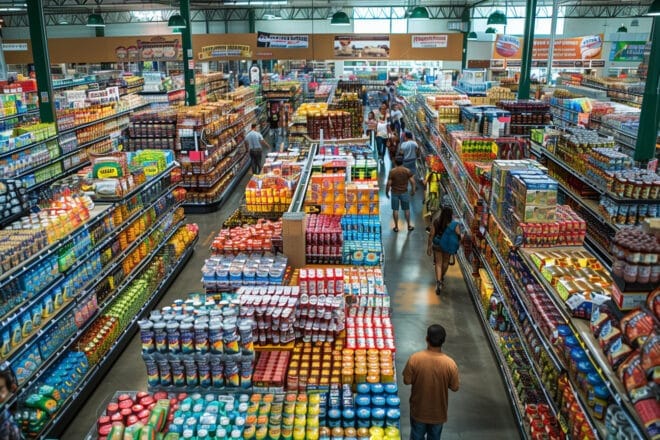 Illustration. Des rayons de supermarché.