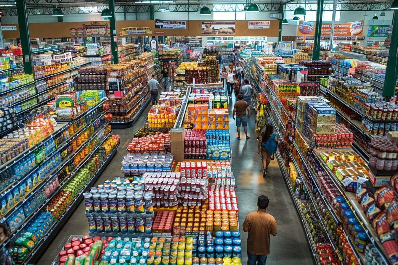 Illustration. Des rayons de supermarché.