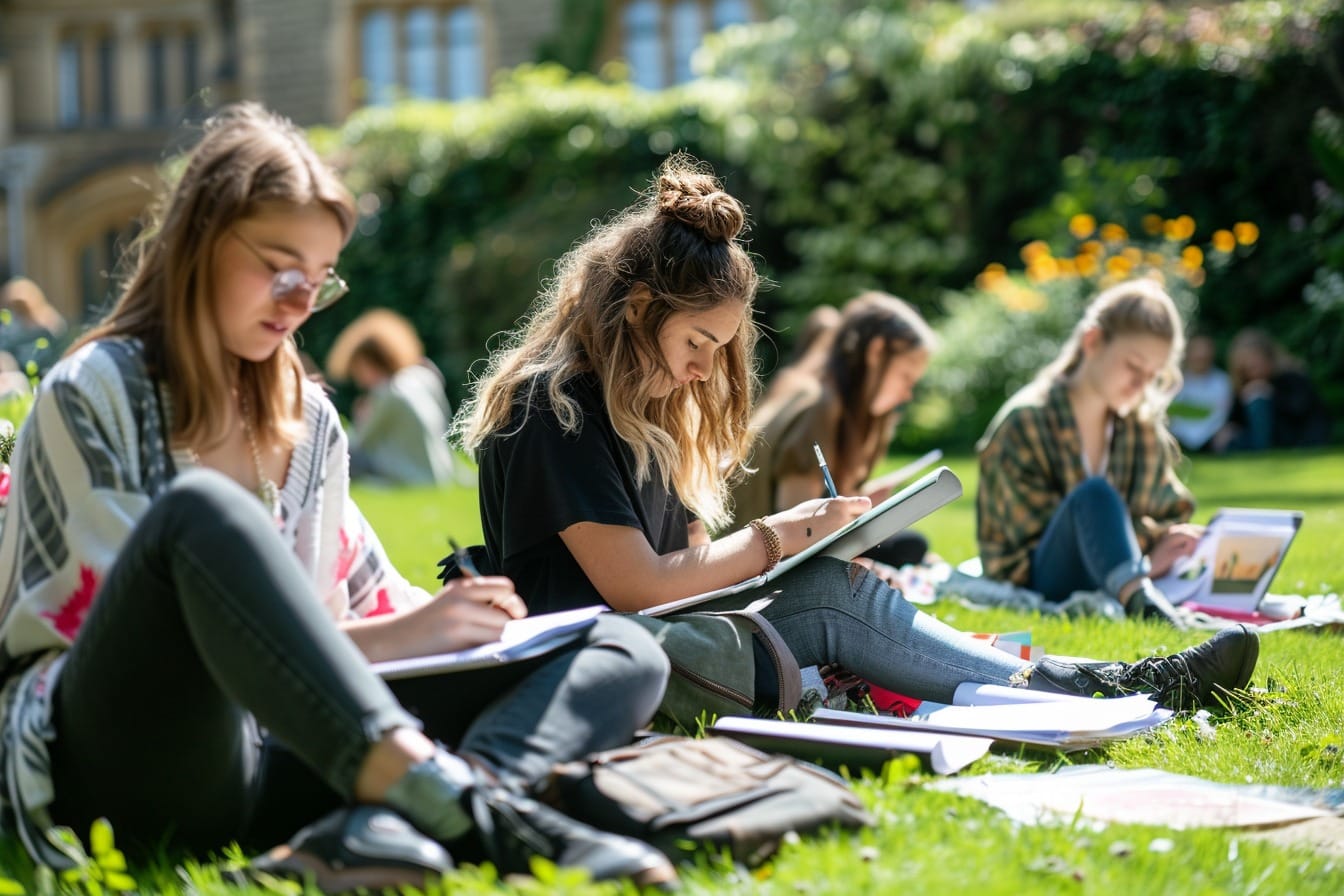 Illustration. Des étudiants en art.