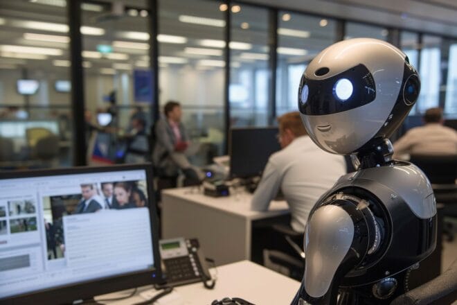 Illustration. Presse et intelligence artificielle.