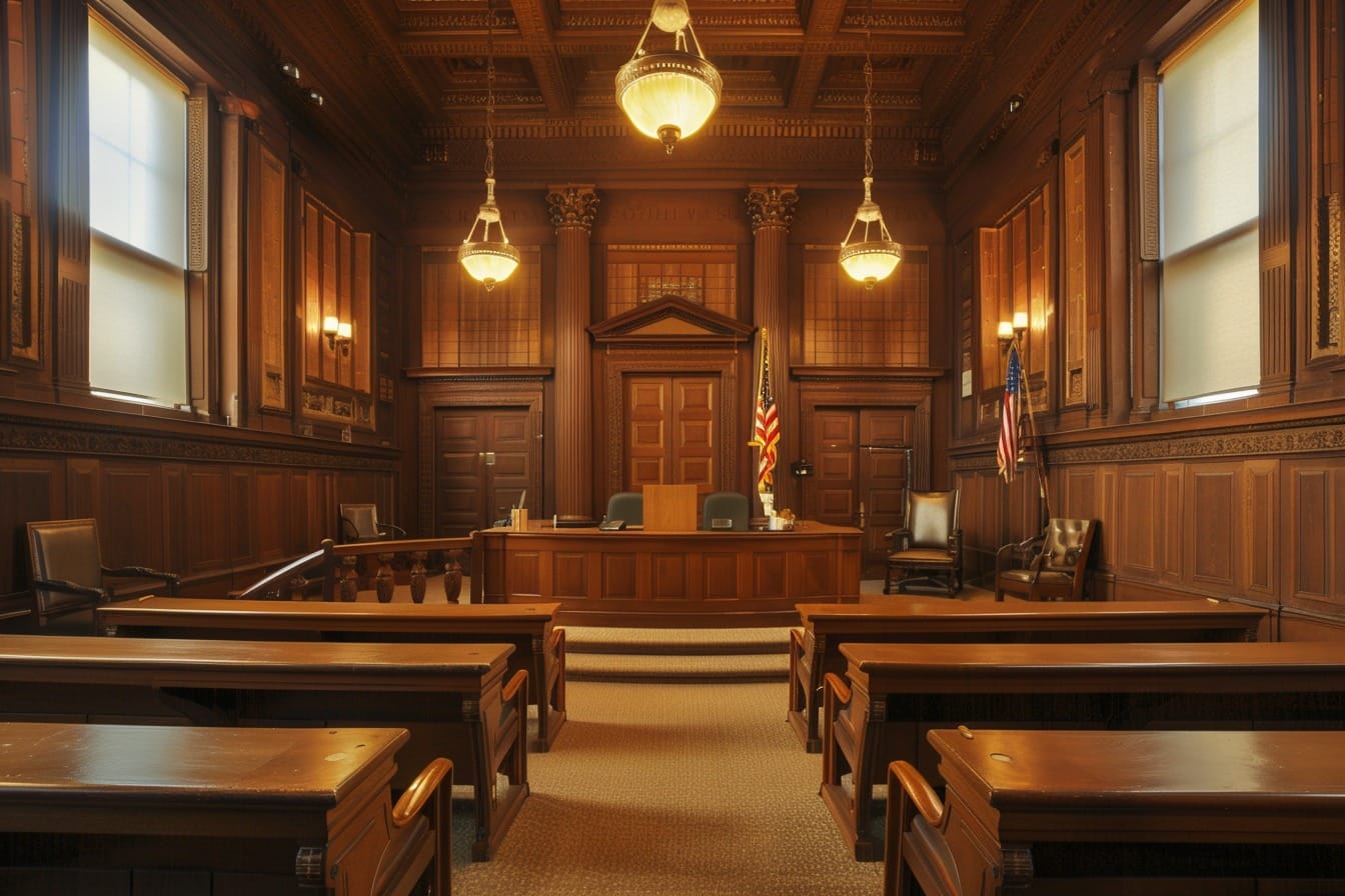 Illustration. La justice américaine. Salle d'audience.