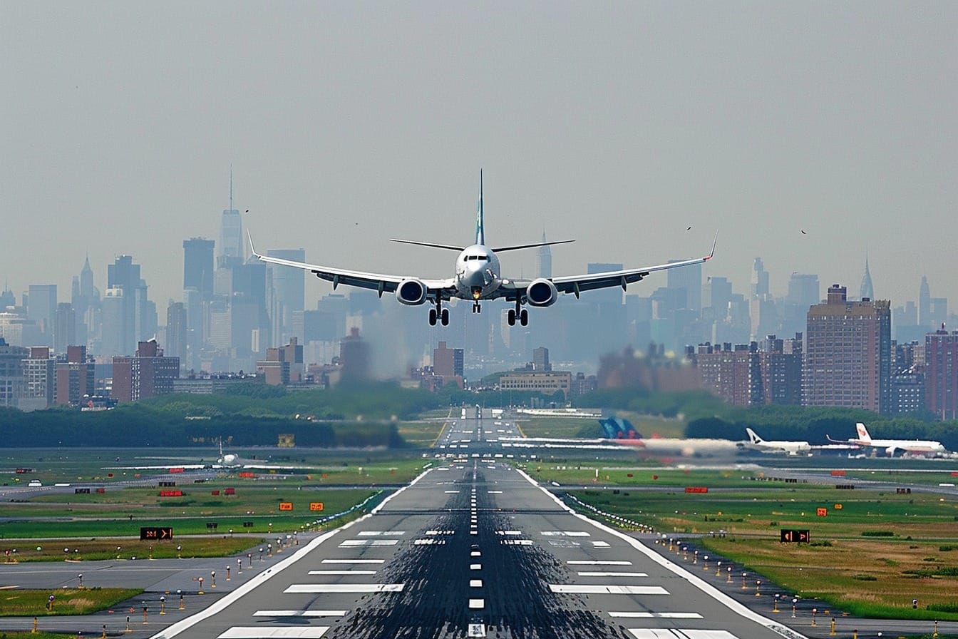 Illustration. Un avion en phase d'aterrisage.
