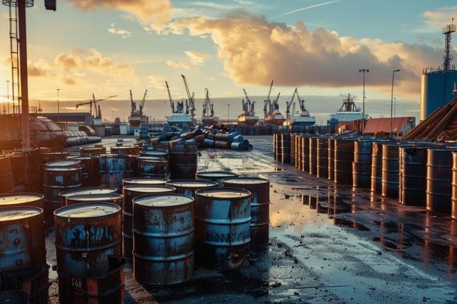 Illustration. Des barils de pétrole.