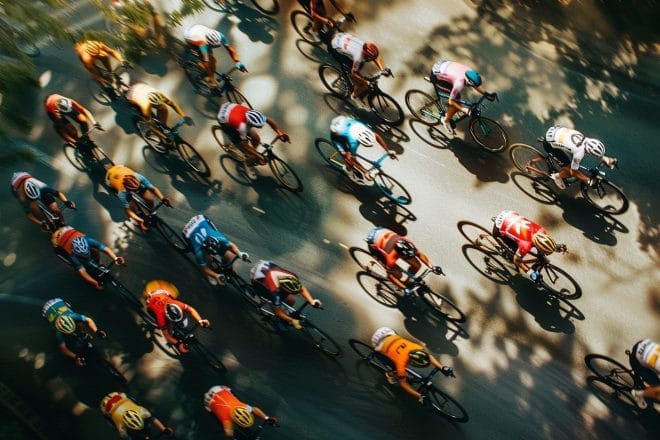 Illustration. Des coureurs du Tour de France.