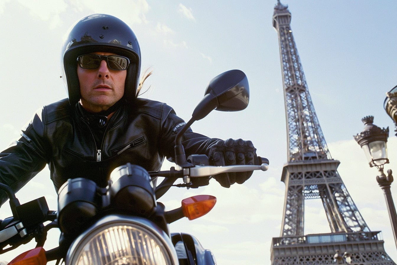 Illustration du tournage de Mission Impossible avec Tom Cruise à Paris en 2017.