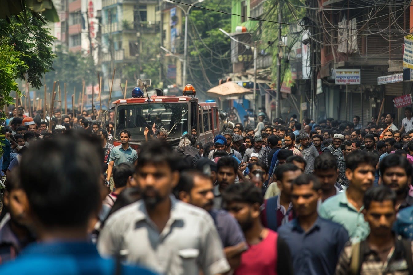 Illustration. Une rue de Dacca, au Bangladesh.