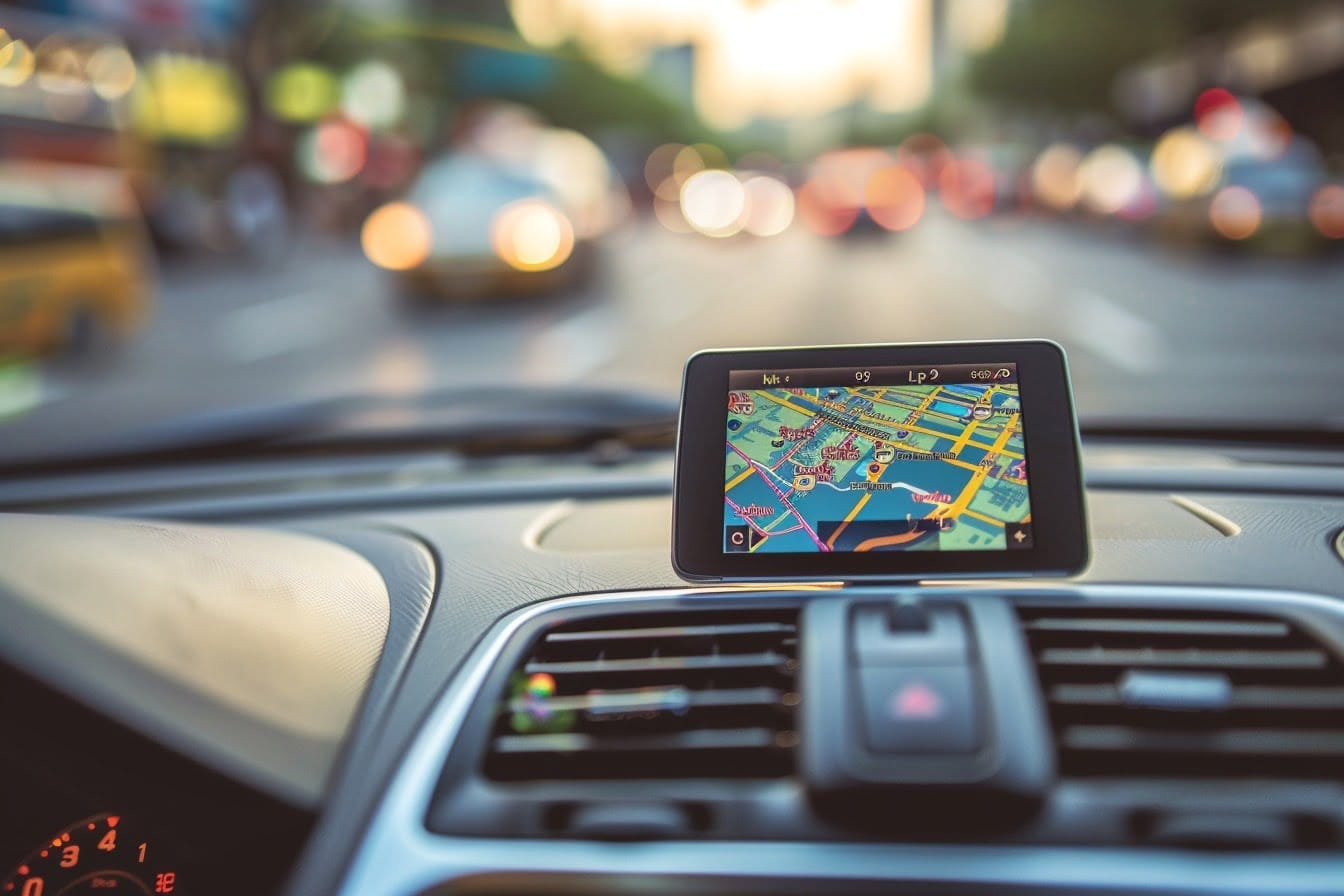 Illustration. Un GPS dans une voiture.