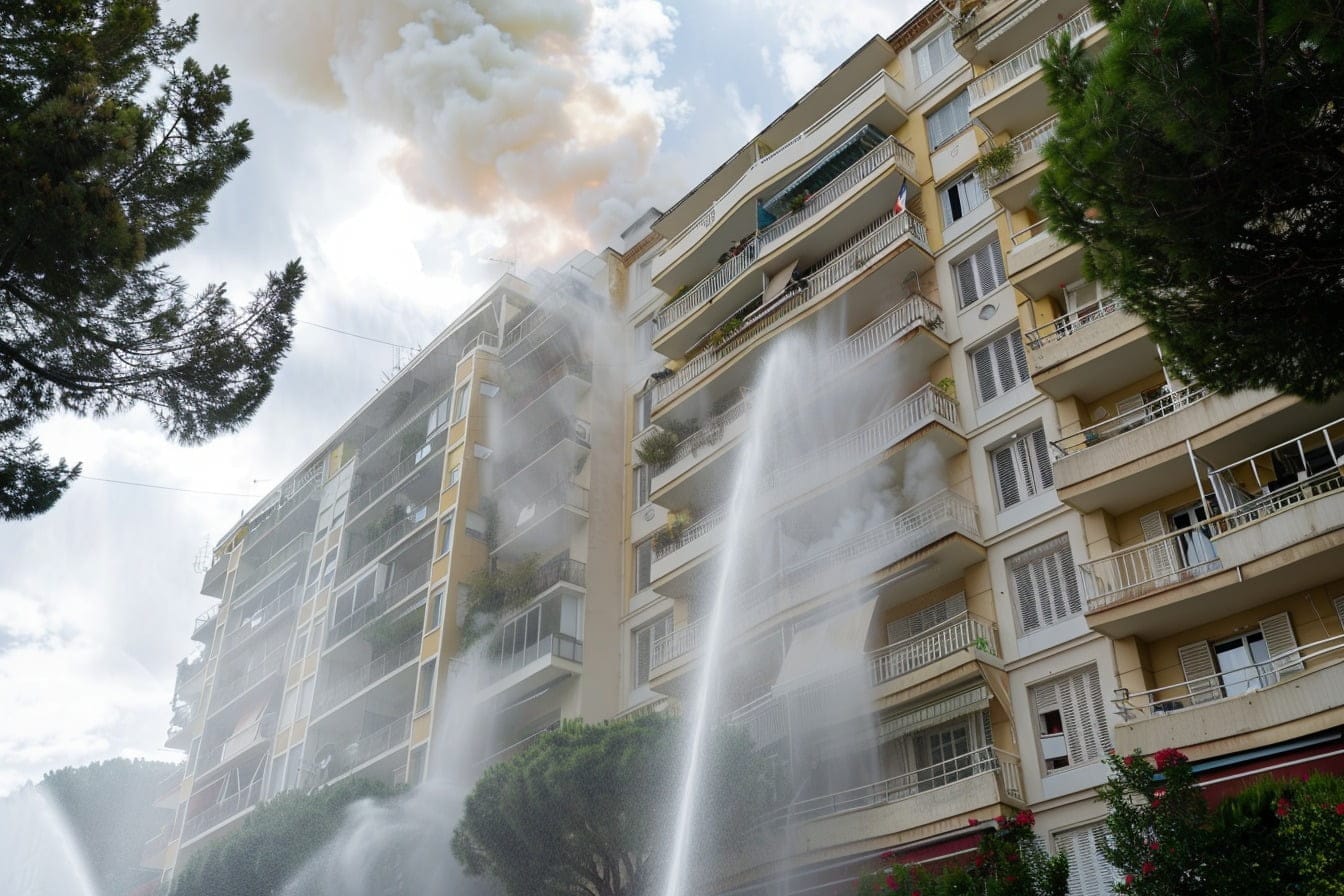 Illustration. La lutte contre un incendie.